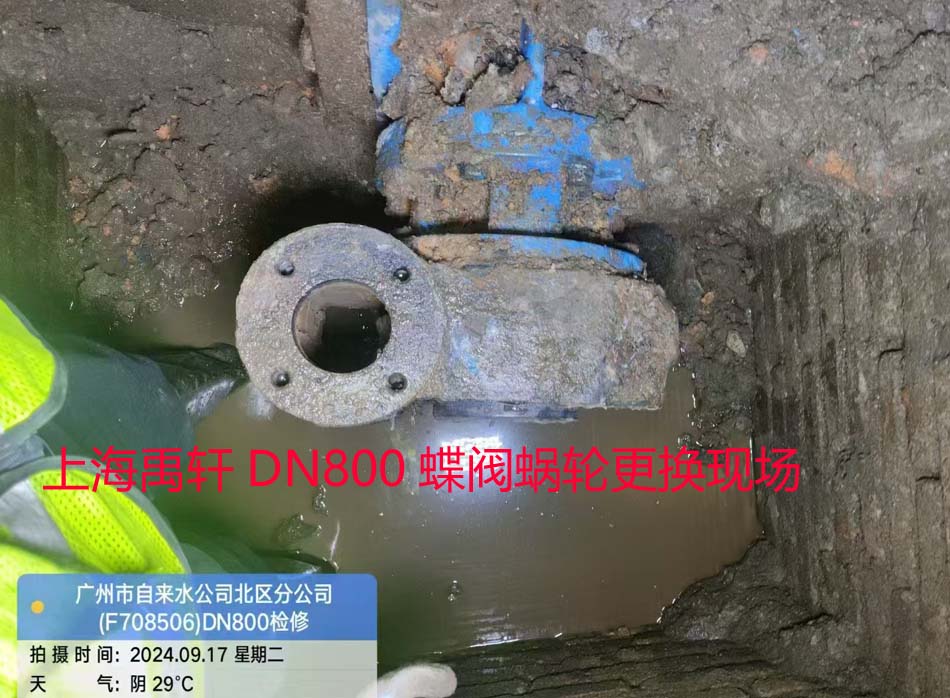 广州自来水公司北区分公司一管道更换一台DN800蝶阀91视频软件下载装置(图1)